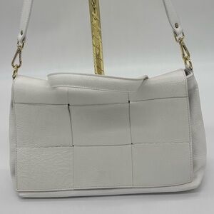 ITALIAN LEATHER Butter soft White Leather Crossbody gold hardware